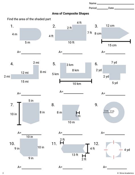 area of composite figures worksheet grade 7